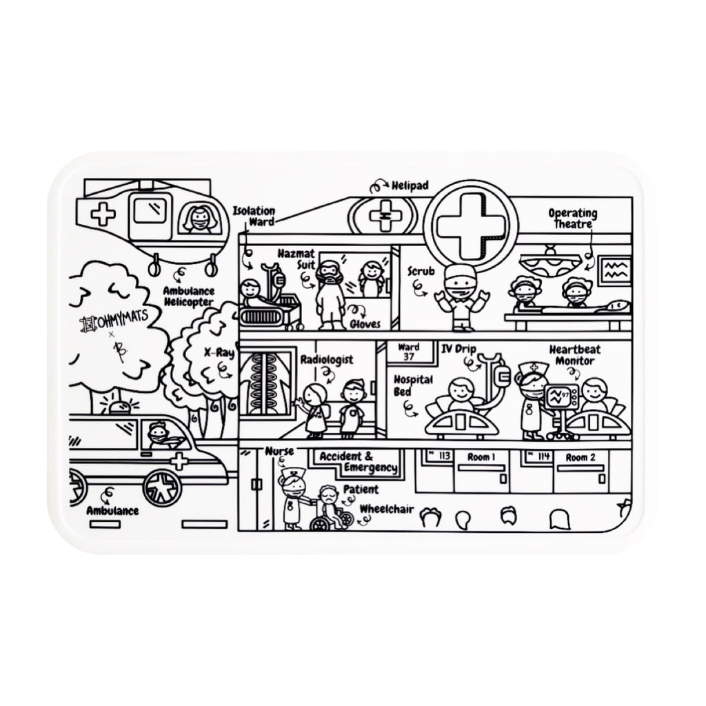 #ohmymats At the Hospital - Large Reuseable Colouring & Dining Place Mat (KOREA)