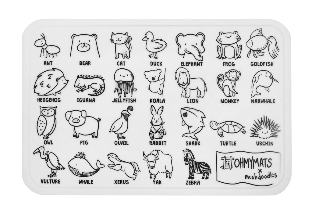 #ohmymats Animal List - Large Reuseable Colouring & Dining Place Mat (KOREA)