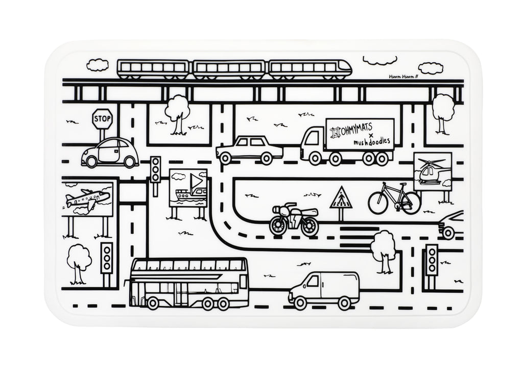 #ohmymats Vroom Vroom II - Large Reuseable Colouring & Dining Place Mat (KOREA)