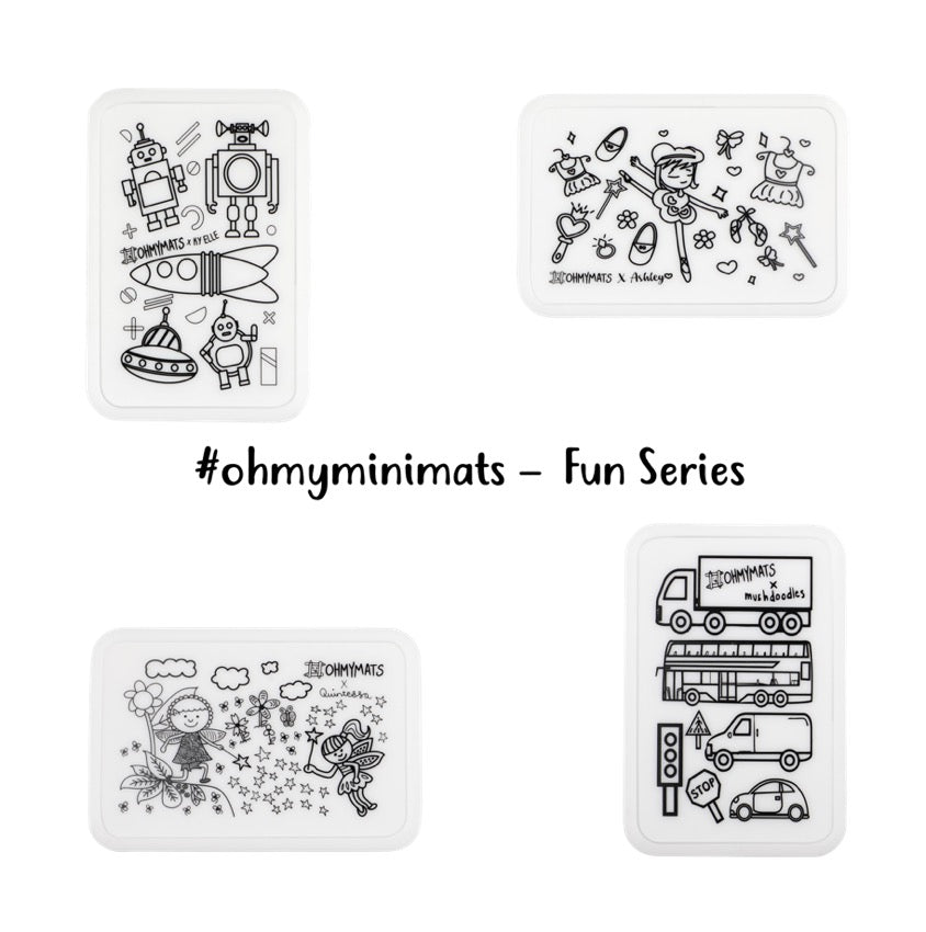 #ohmyminimats - (NEW DESIGNS!) Fun Party Packs for Mini Reuseable Colouring & Dining Place Mat (KOREA)