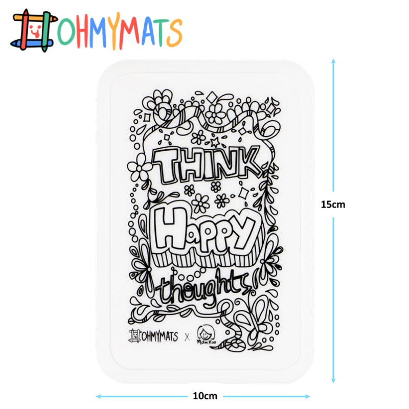 #ohmyminimats - Inspirational: Think Happy Thoughts - Reusable Mini Colouring Mats