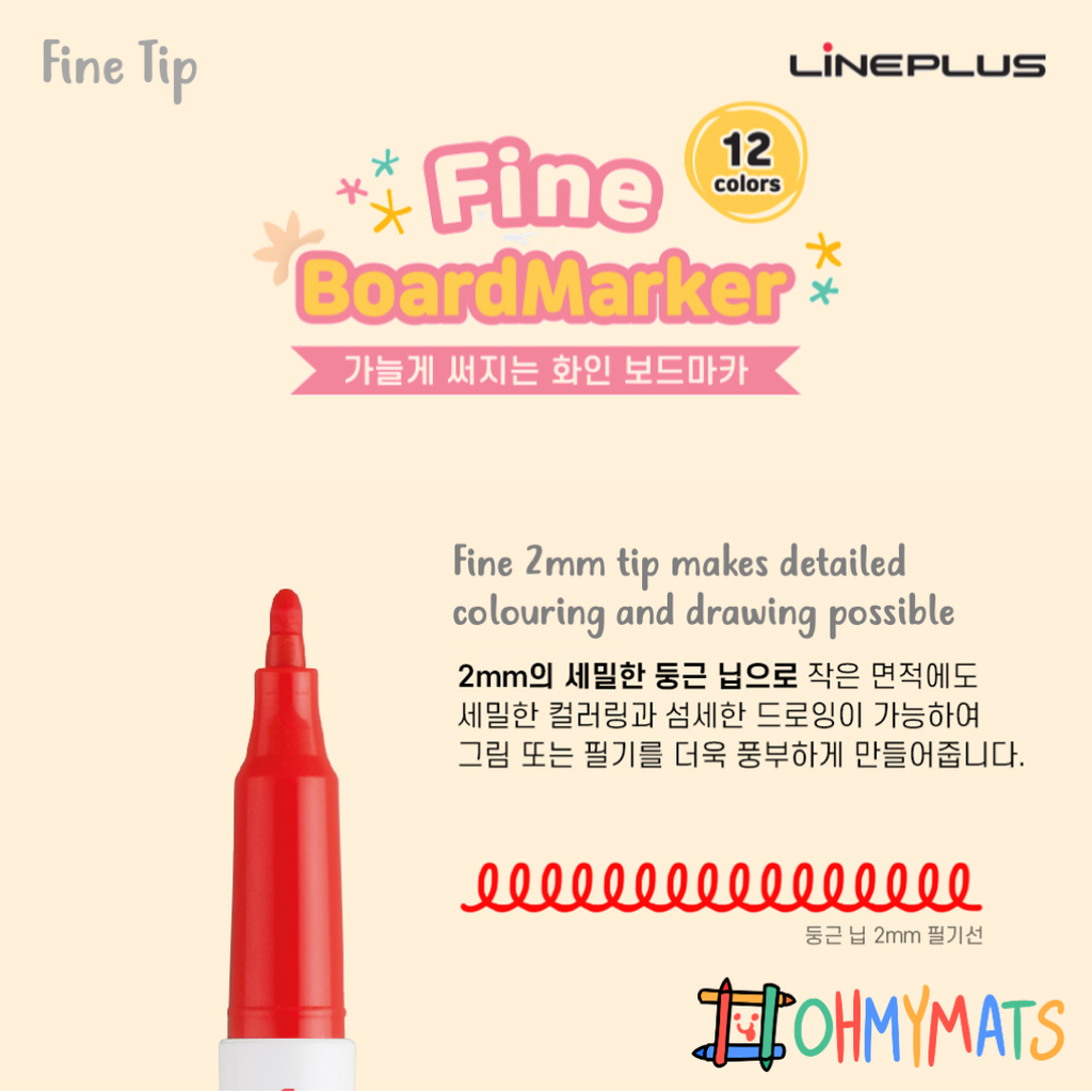 LinePlus Fine Tip Markers Set of 12 Colours