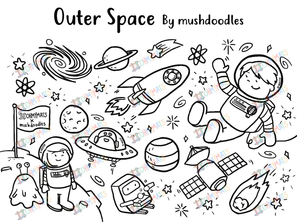 #ohmymats Outer Space - Small Reuseable Colouring & Dining Place Mat (KOREA)