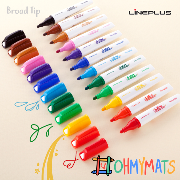 LinePlus Broad Tip Markers Set of 12 Colours | #ohmymats