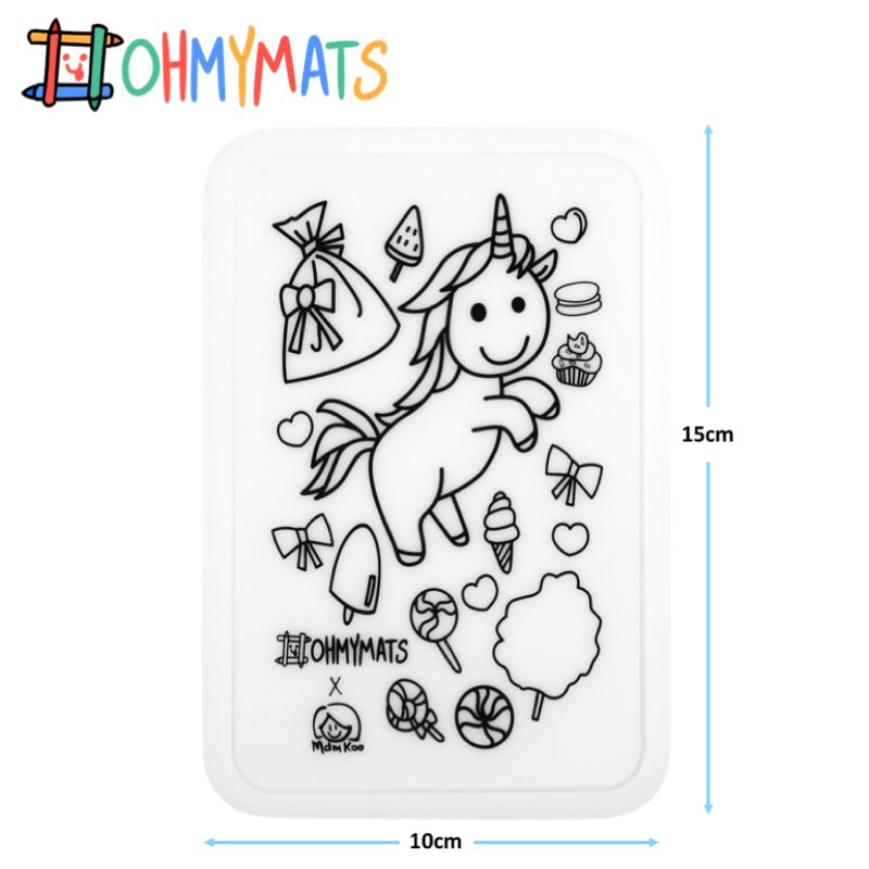#ohmyminimats - Unicorn Fun - Reusable Mini Colouring Mats