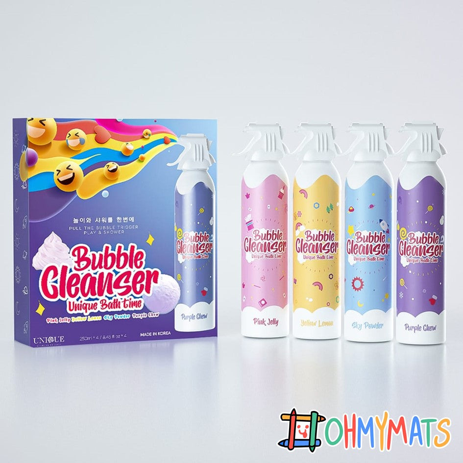 Ohmymats Unique Bubble Cleanser (Set of 4 Colours) - Bubble Play Fun Foam For Kids Shower Time - Made in Korea