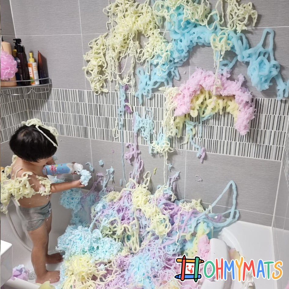 Ohmymats Unique Bubble Cleanser (Set of 4 Colours) - Bubble Play Fun Foam For Kids Shower Time - Made in Korea