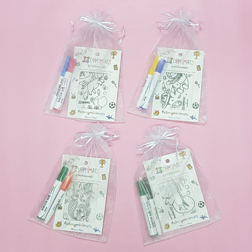 #ohmyminimats - FUN Party Packs for Mini Reuseable Colouring & Dining Place Mat (KOREA)